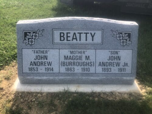 Beatty, John - Maggie - John Jr. - Greenwood Cem., Byesville, 3-0, Gray